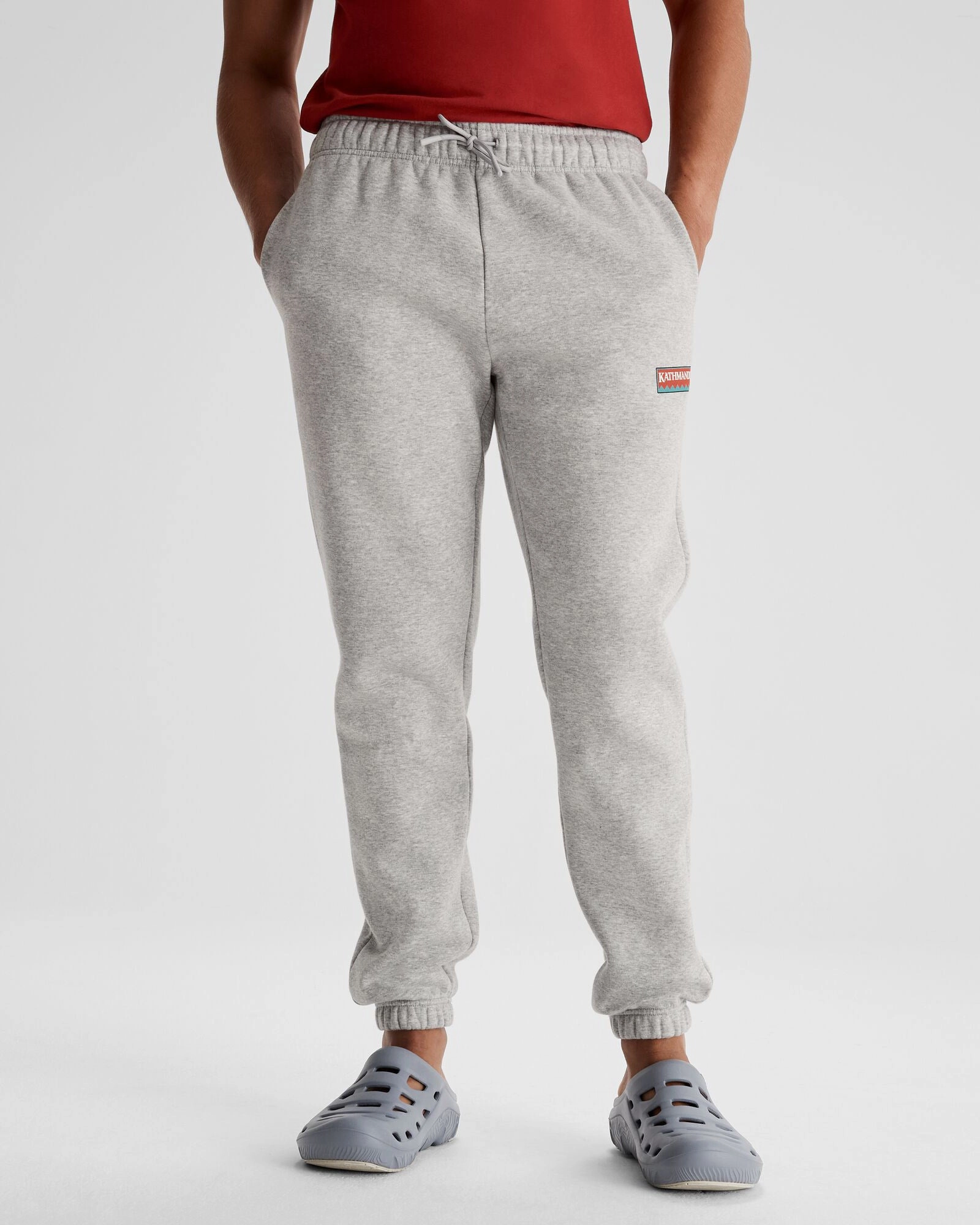 Anti Odor Technology Everyday Flex Men's Kathmandu Heritage Logo Slouchy Joggers - Light Grey Marle