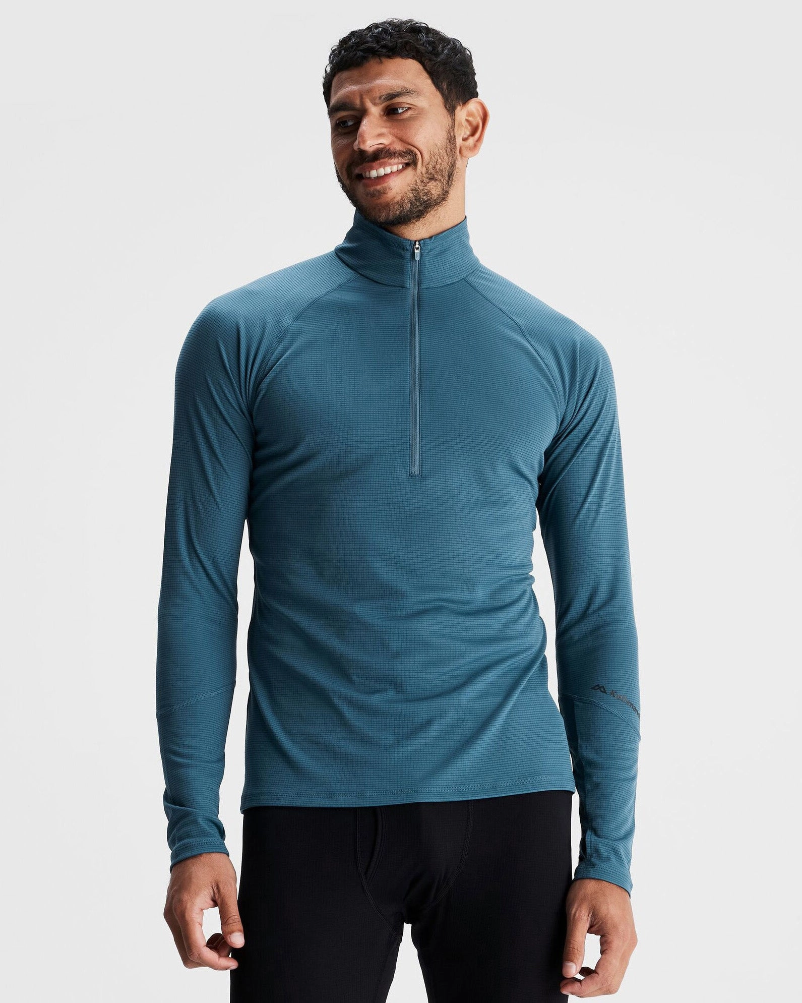 Hypoallergenic fabric Men's KMDAction Quarter Zip Baselayer Top - Steel Blue