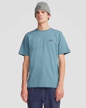 Men's Lizard Organic Cotton T-shirt - Washed Blue Sophisticated Casual