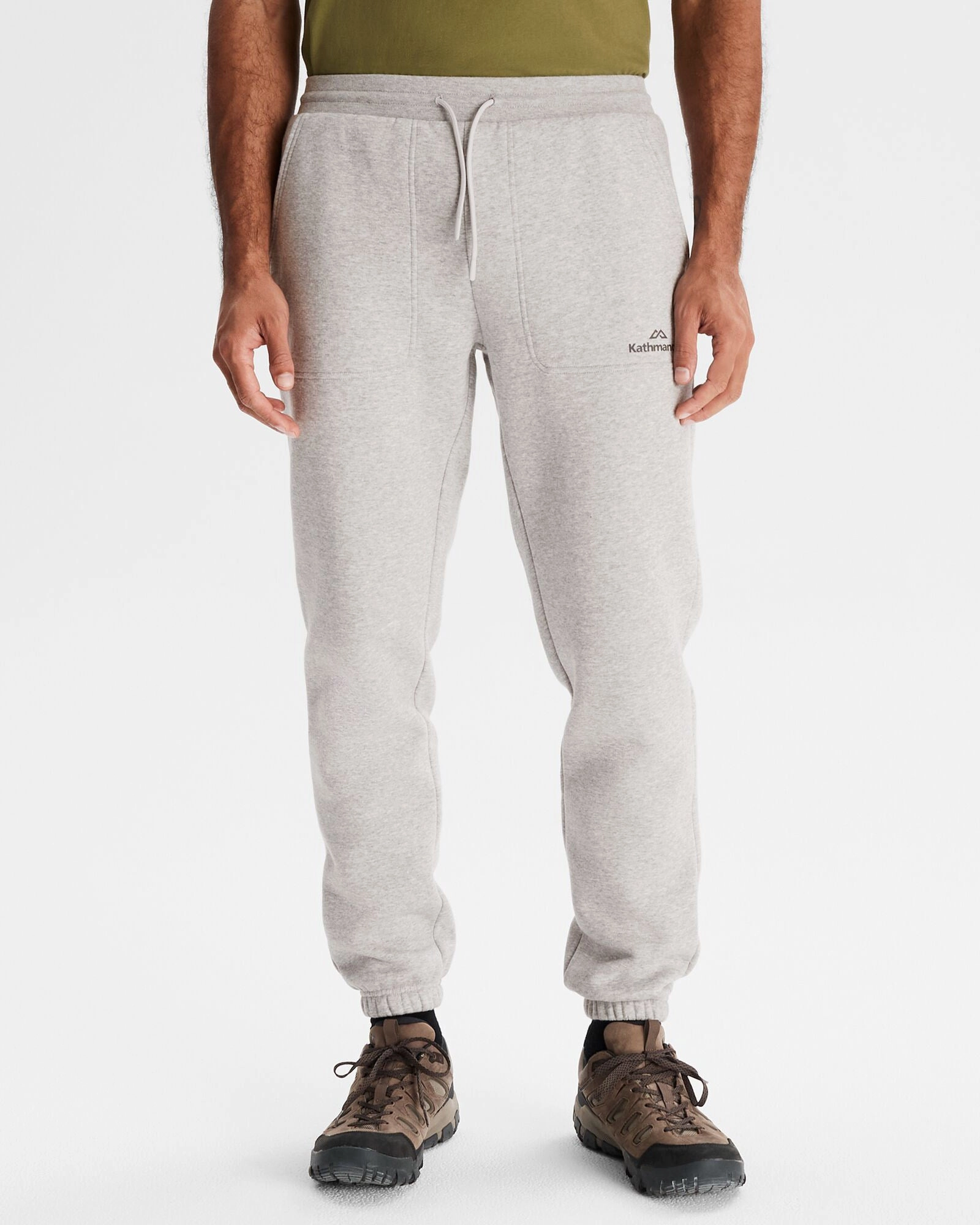 WindResistantMaterial Flattering Cut Men's Logo BB Joggers - Light Grey Marle