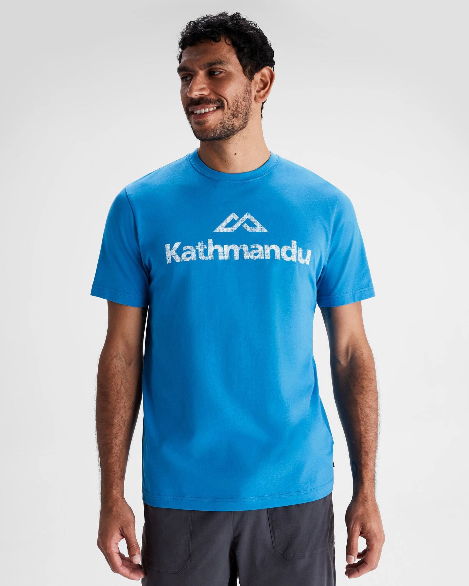 Ergonomic Cut Men's Logo Organic Cotton T-shirt - Sea Blue