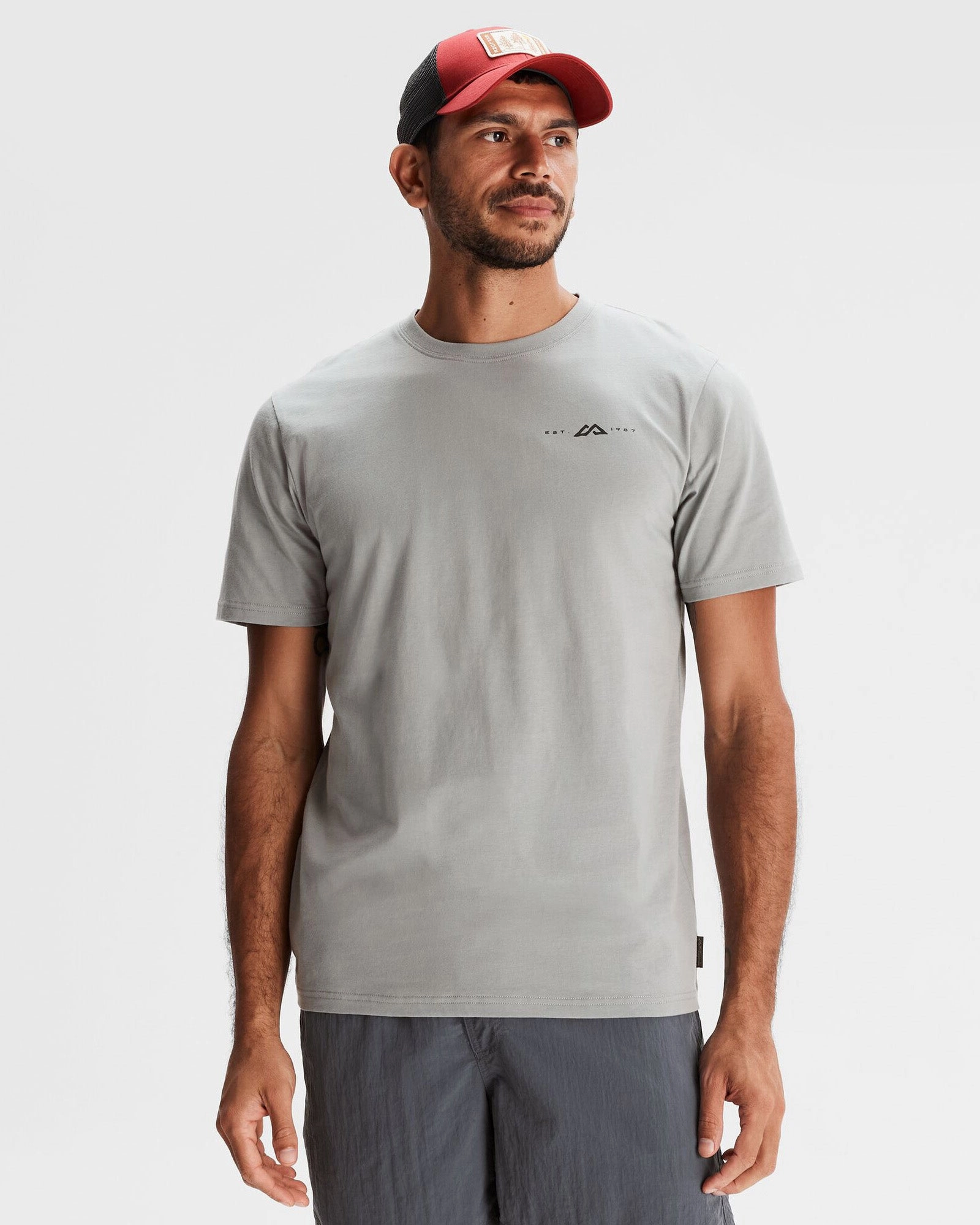Men's Mountain Rays Organic Cotton T-shirt - Light Moon Essential Top Stone Wash Process