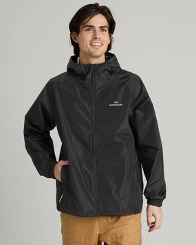 Mid Length Design Men's Pocket-it 2-layer Rain Jacket - Black
