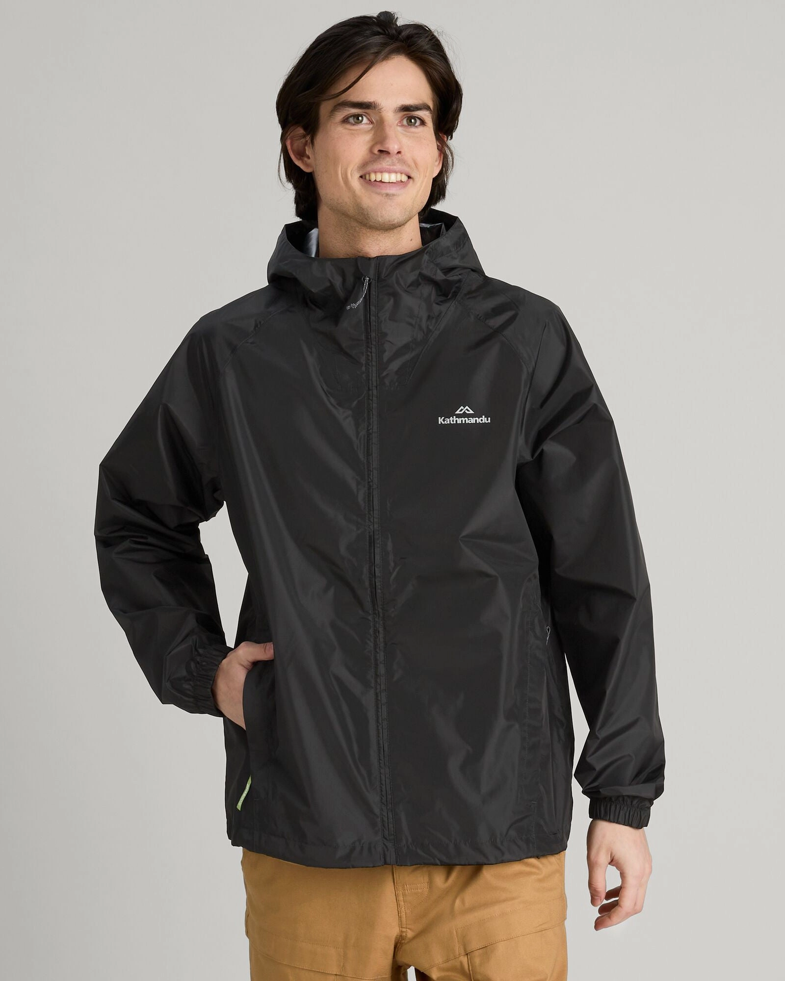 Men's Pocket-it 2-layer Rain Jacket - Black Quick Pull Zipper