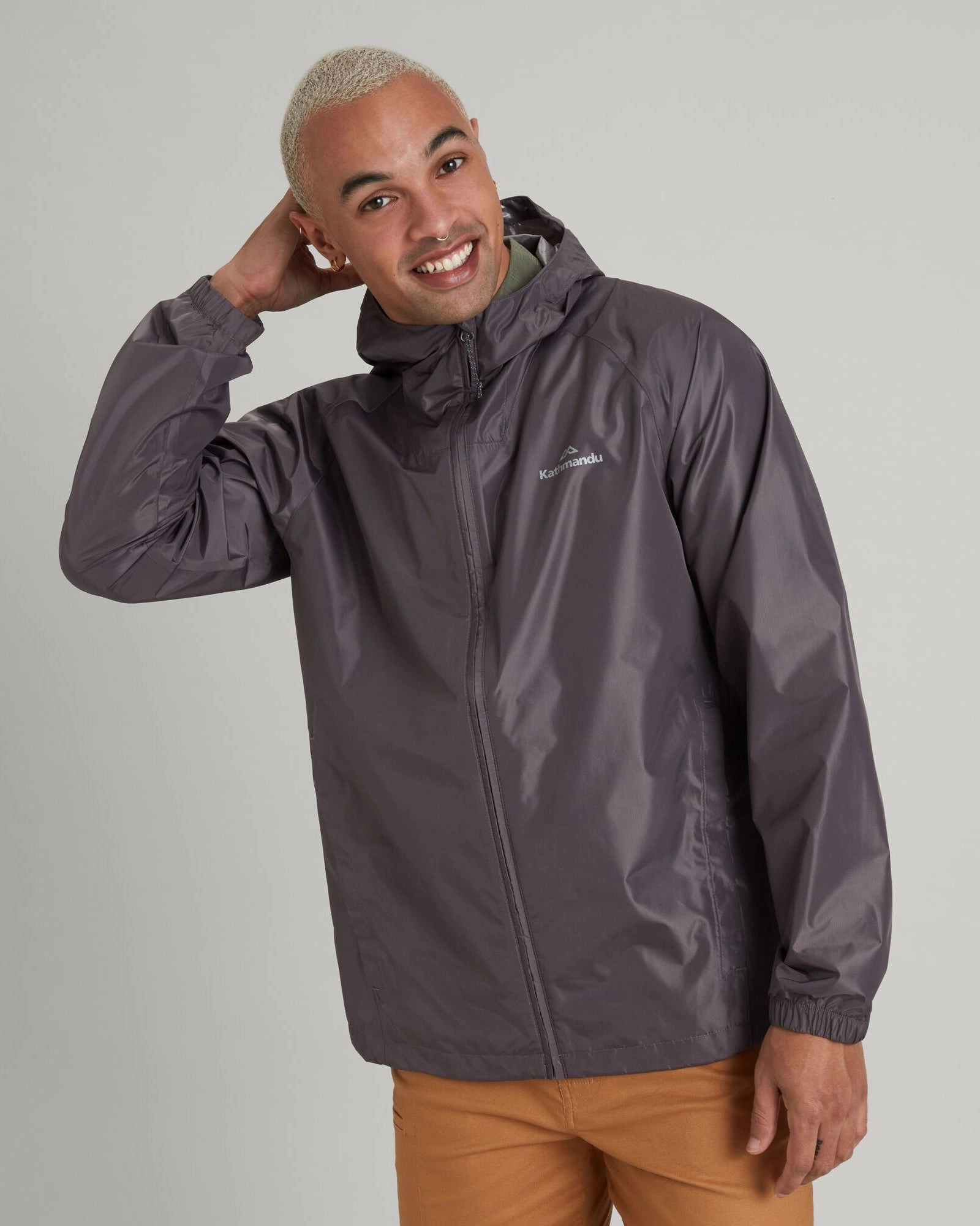 Relaxed City Style Men's Pocket-it 2-layer Rain Jacket - Light Quartz