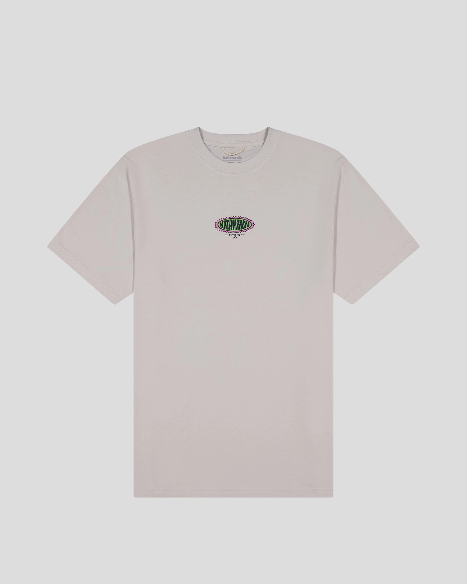 Men??s Retro Badge Organic Cotton T-Shirt - Shroom DoubleStitchedHem