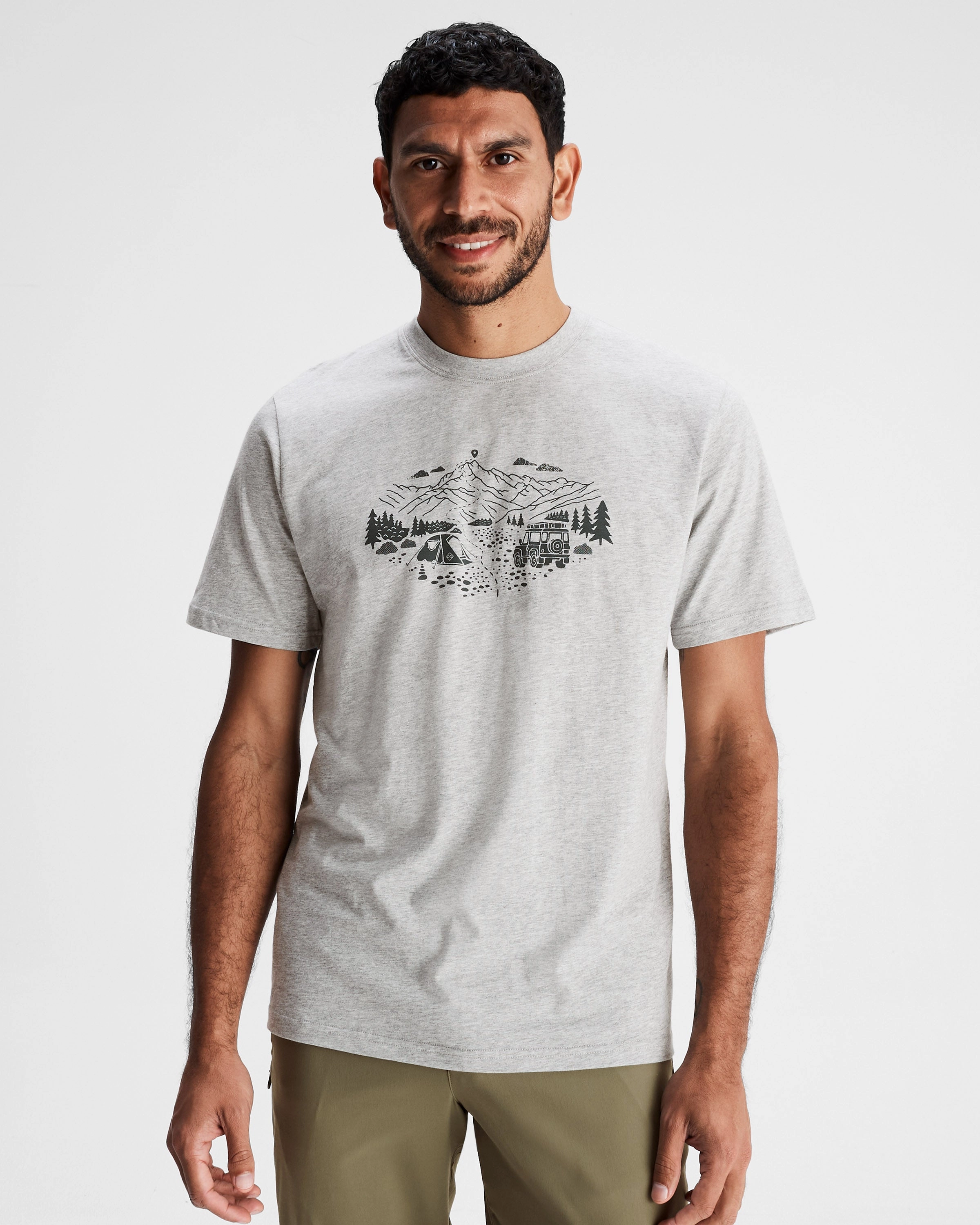 Men's Ridgeline Organic Cotton T-shirt - Light Grey Marle Classic Color