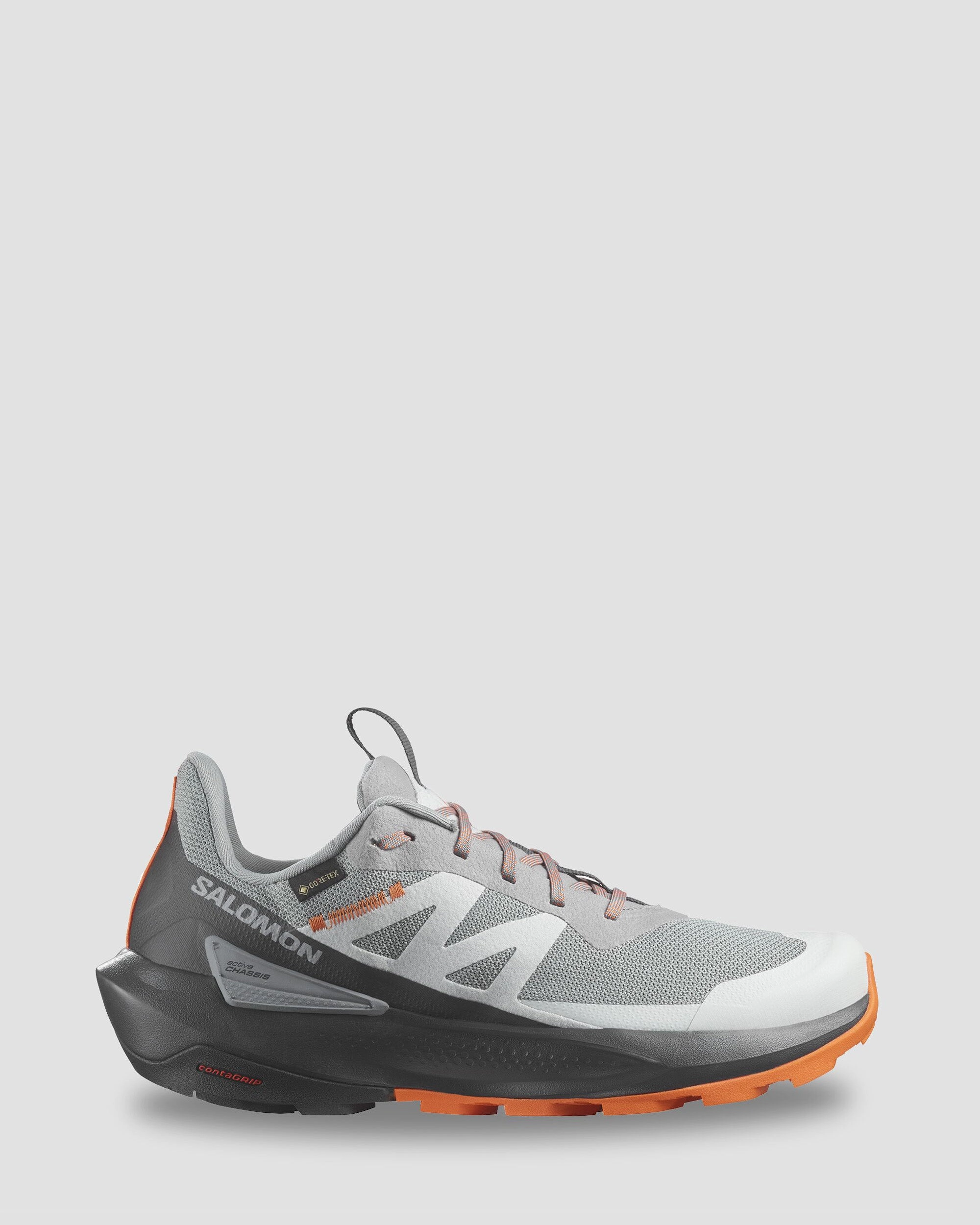 Men's Salomon Elixir Activ GTX Hiking Shoes - Sharkskin/Phantom/Dragon Fire Trail Navigation Harsh Trails