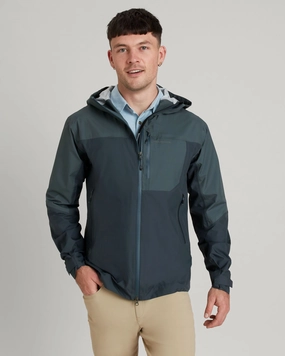 Flexible Shoulder Design Smooth Zipper Glides Men's STORM-Chaser 3-layer Rain Jacket - Night/Light Night