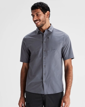 Hooded Option Men's Sun Breaker Short Sleeve Shirt - Light Navy