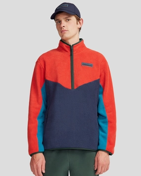 Men's Trailhead Fleece Heritage ? Zip Pullover - Classic Red/Pure Navy Cozy Look Relaxed Movement