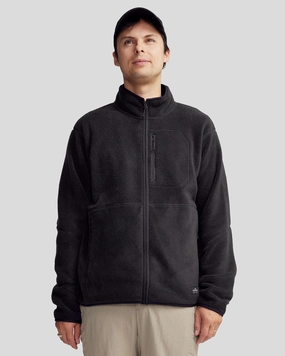 Heat Tech Fabric Minimalist Pocket Layout Men's Trailhead Fleece Jacket - Black Stingray