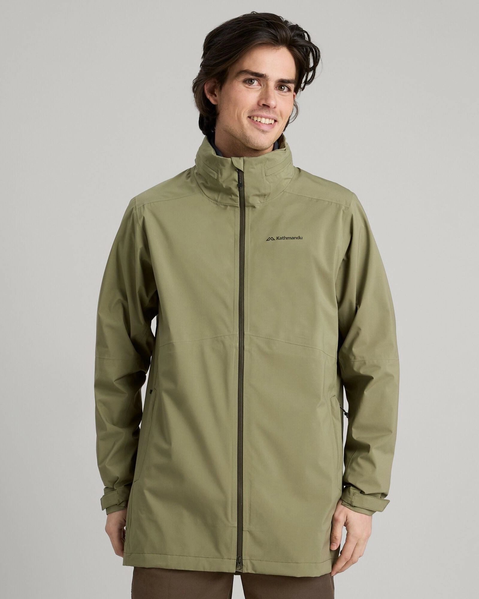 Convertible Collar Weekend Ready Men's Trailhead Stretch 2.5-layer Rain Parka - Beech