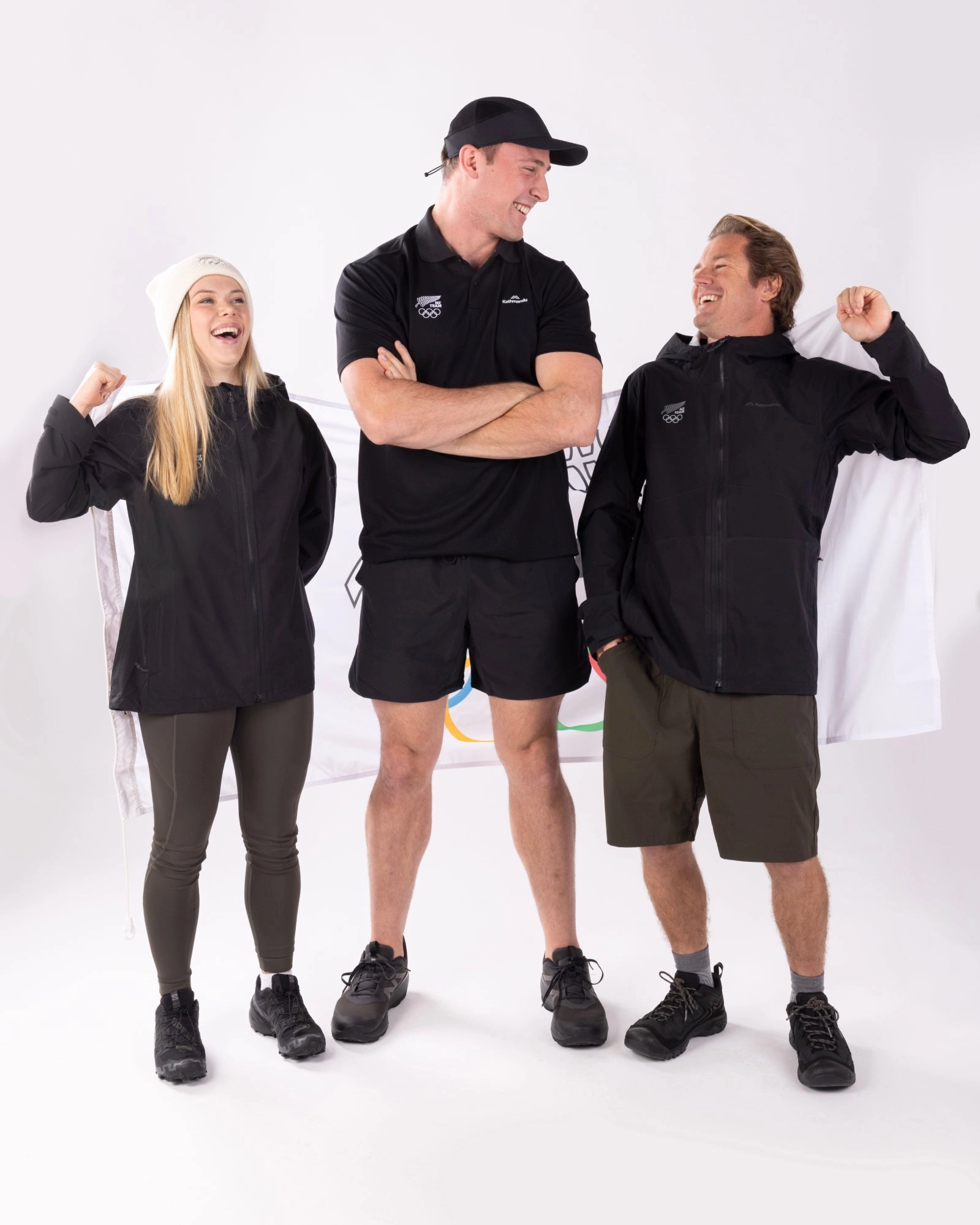Men's Trailhead Stretch Rain Jacket - Black | New Zealand Team Supporters Collection Elastic Binding HighVisibility Trims