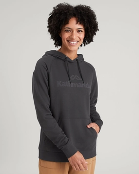 Kathmandu Logo Women's Fleece Hoodie - Black Micro Gauge Knitting Casual Vibes