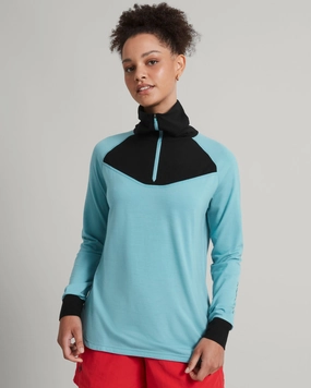 Quick Fit Wear MerinoPRO Women's Quarter Zip Pullover - Waterfall/Black