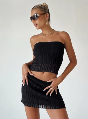 Macaulay Knit Mini Skirt Black Reinforced Hemline