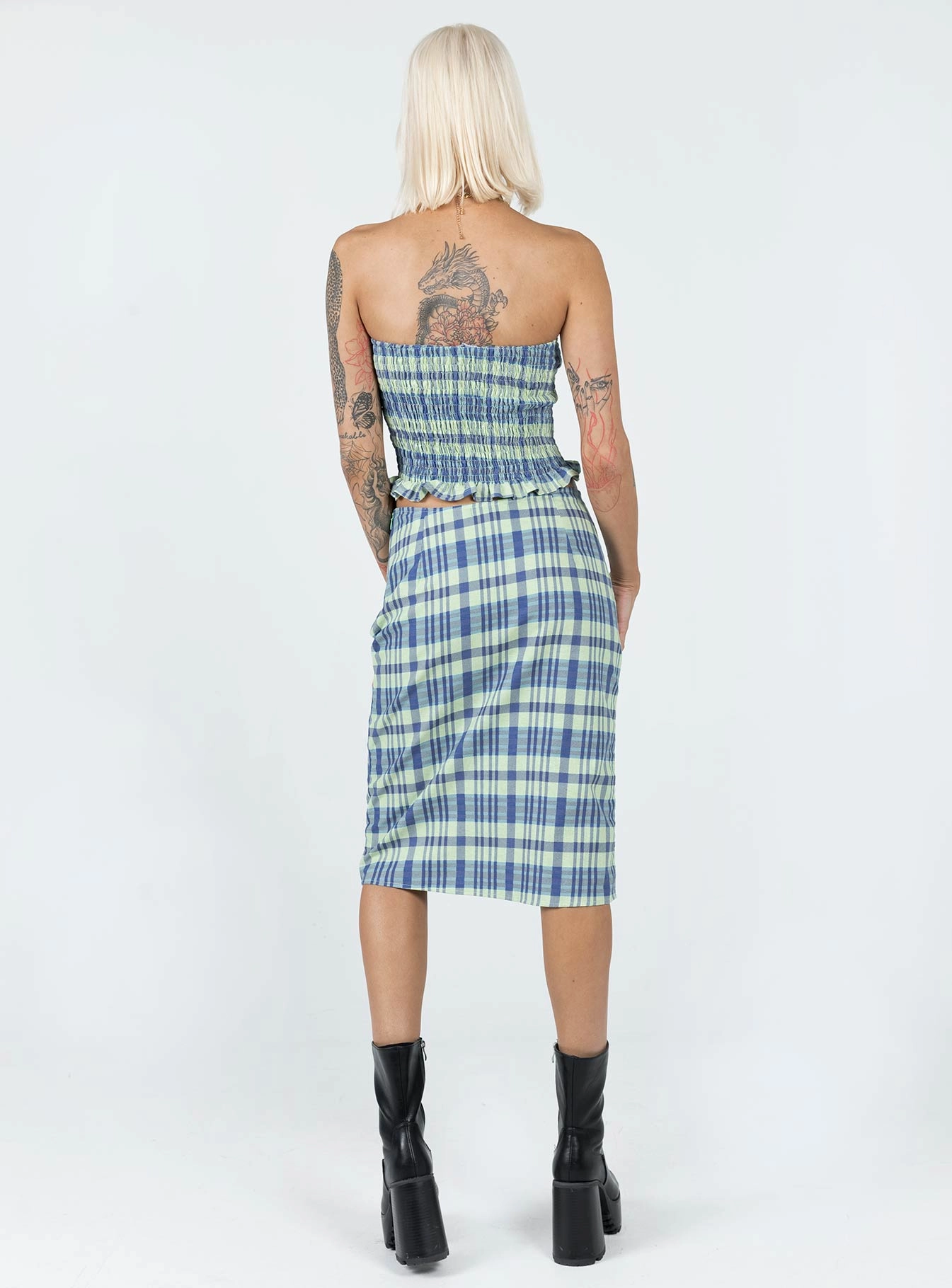 Motel Harriet Skirt Colourpop Check Blue Statement Color