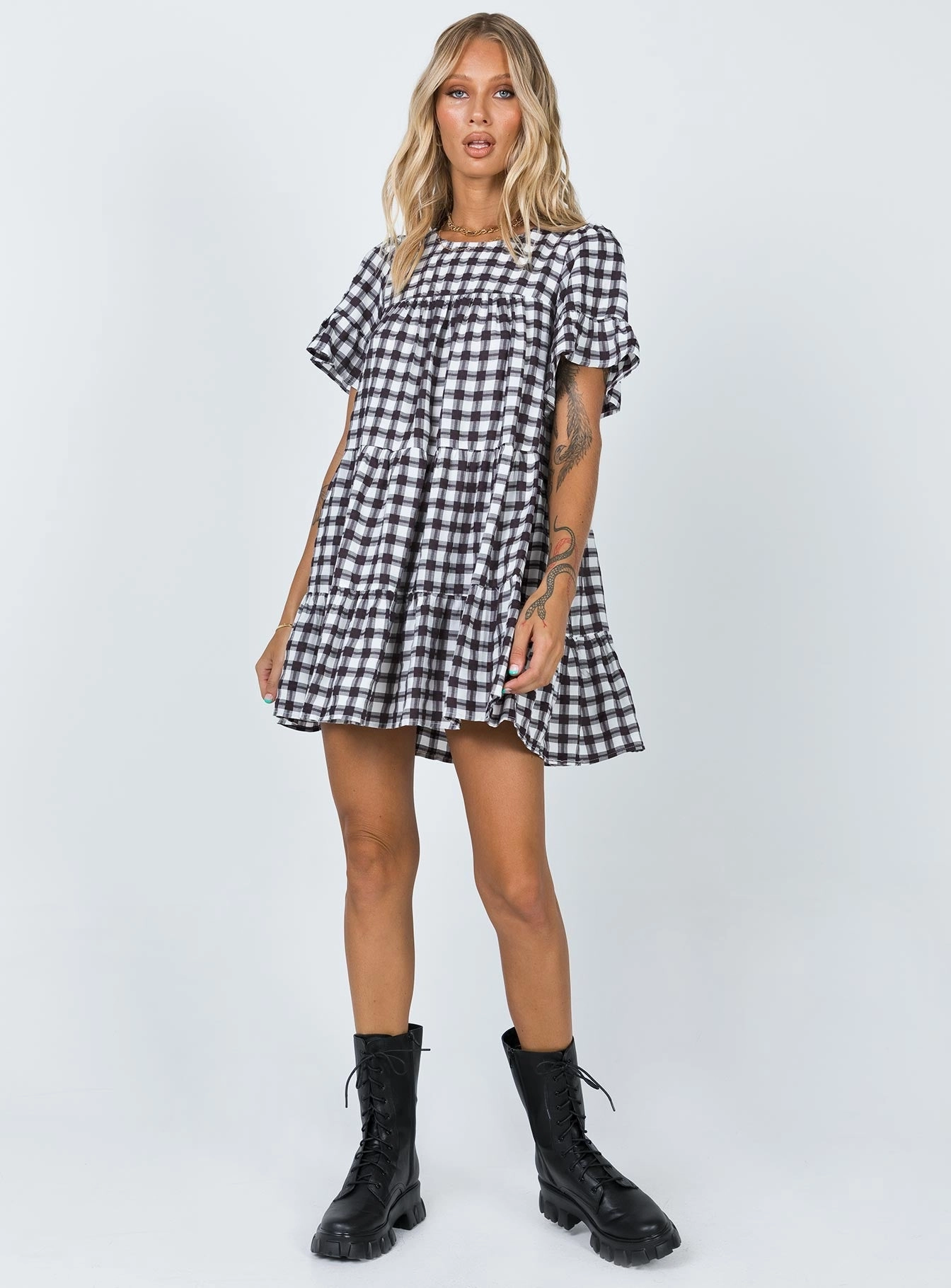 Miami Check Mini Dress Black Decorative-Design