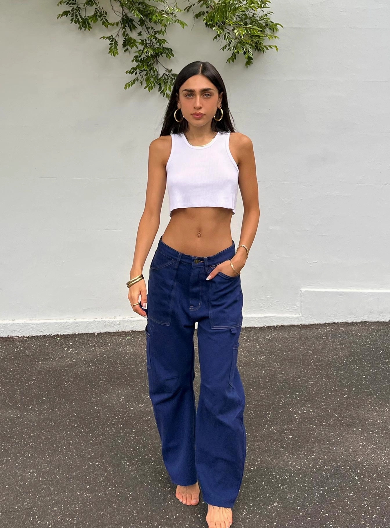 Softened Denim Material Effortless casual Miami Vice Pants Dark Denim