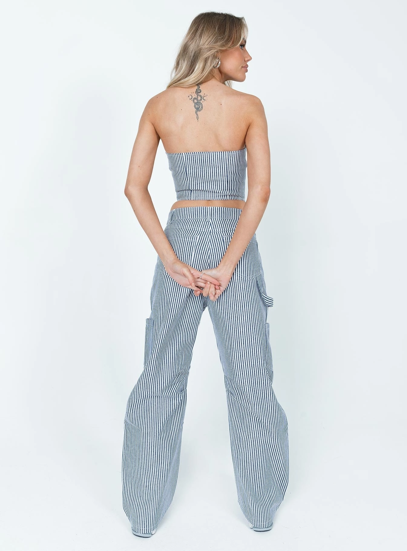 Miami Vice Pants Navy Pinstripe Sporty Cut Feminine Fit