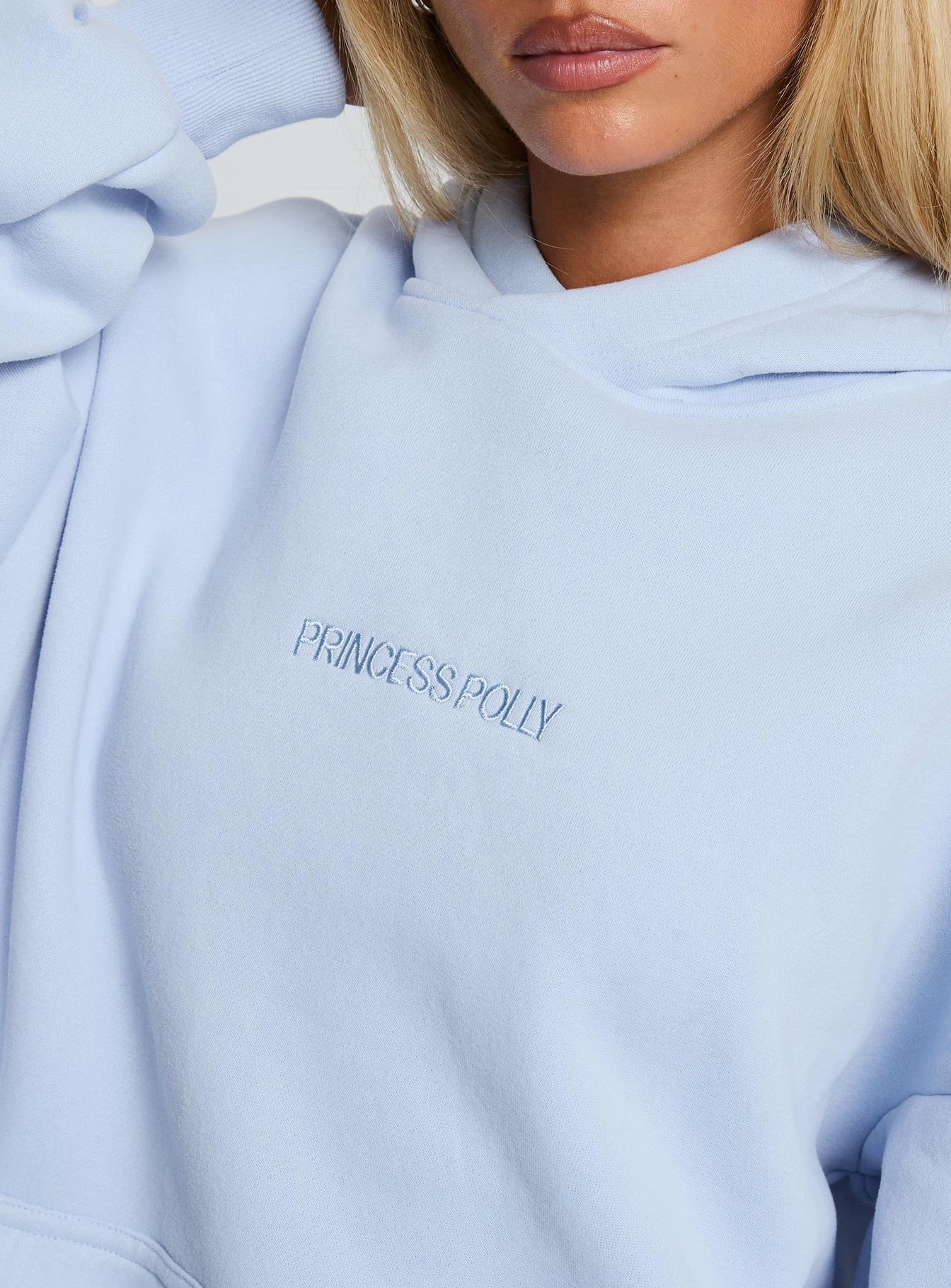 Y2K Style Princess Polly Hooded Sweatshirt Cornflower