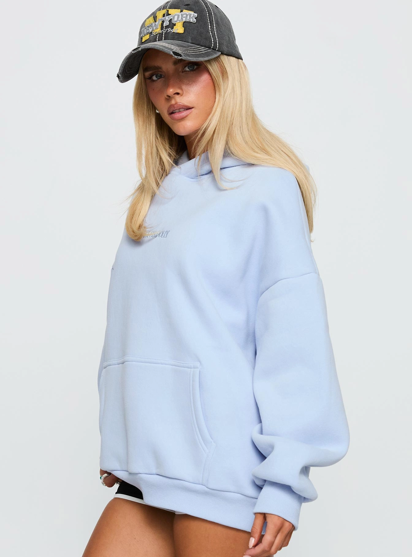 Rhino like windproof lining Princess Polly Hooded Sweatshirt Cornflower