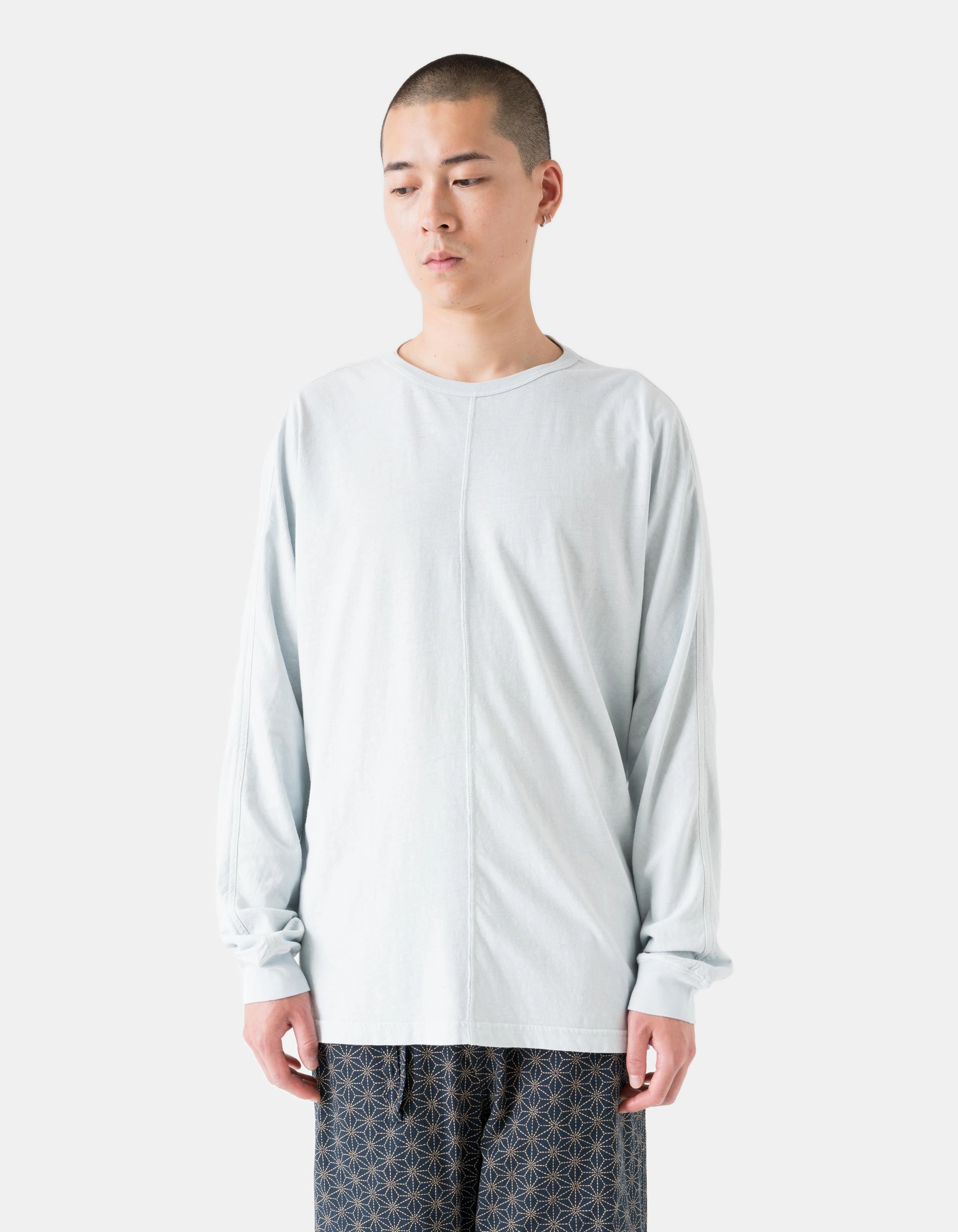 RibbedTrims 5245 Hemp Cross Loose L/S T-Shirt Ice Blue