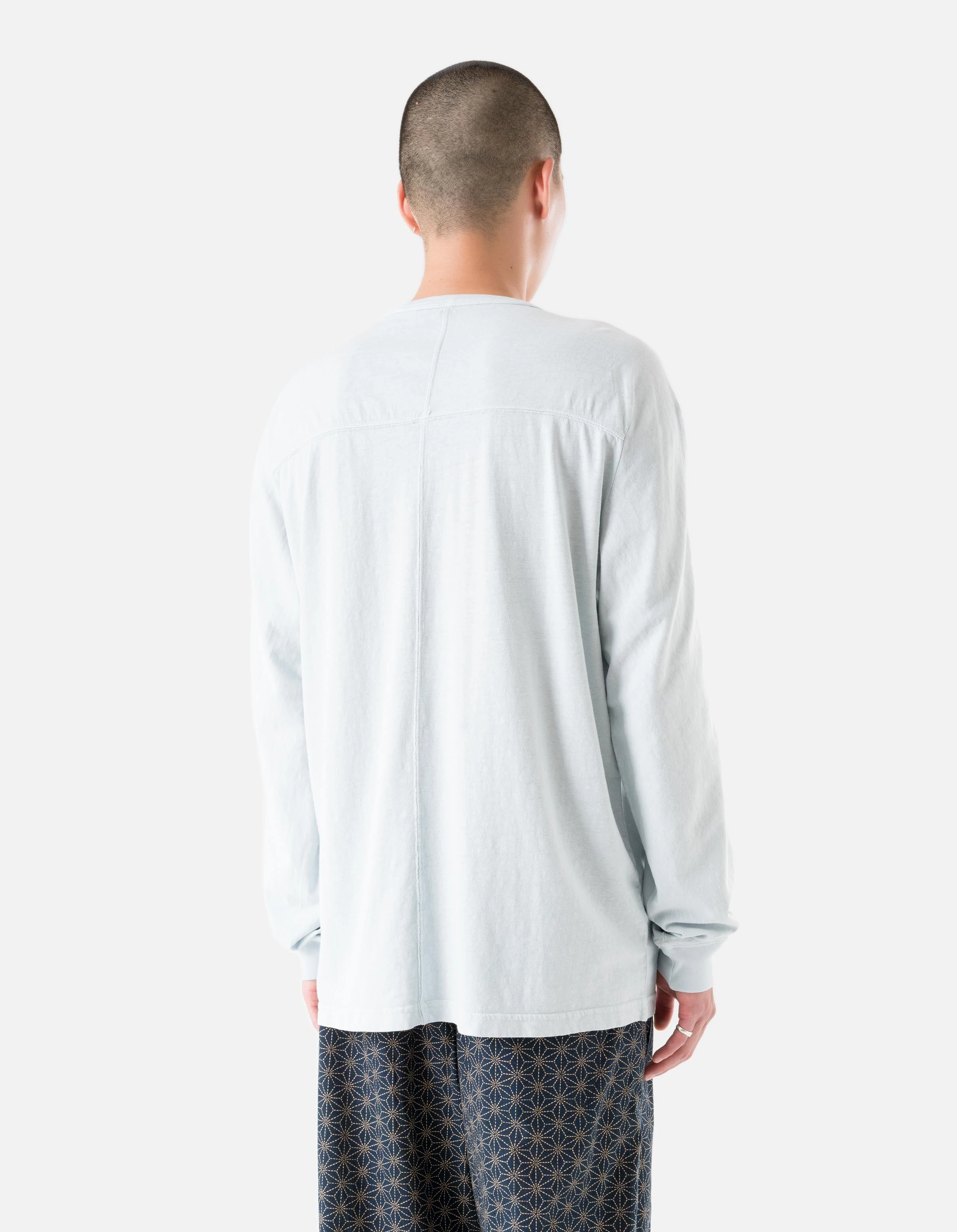 AntiStatic Material All Season Wear Fabric 5245 Hemp Cross Loose L/S T-Shirt Ice Blue