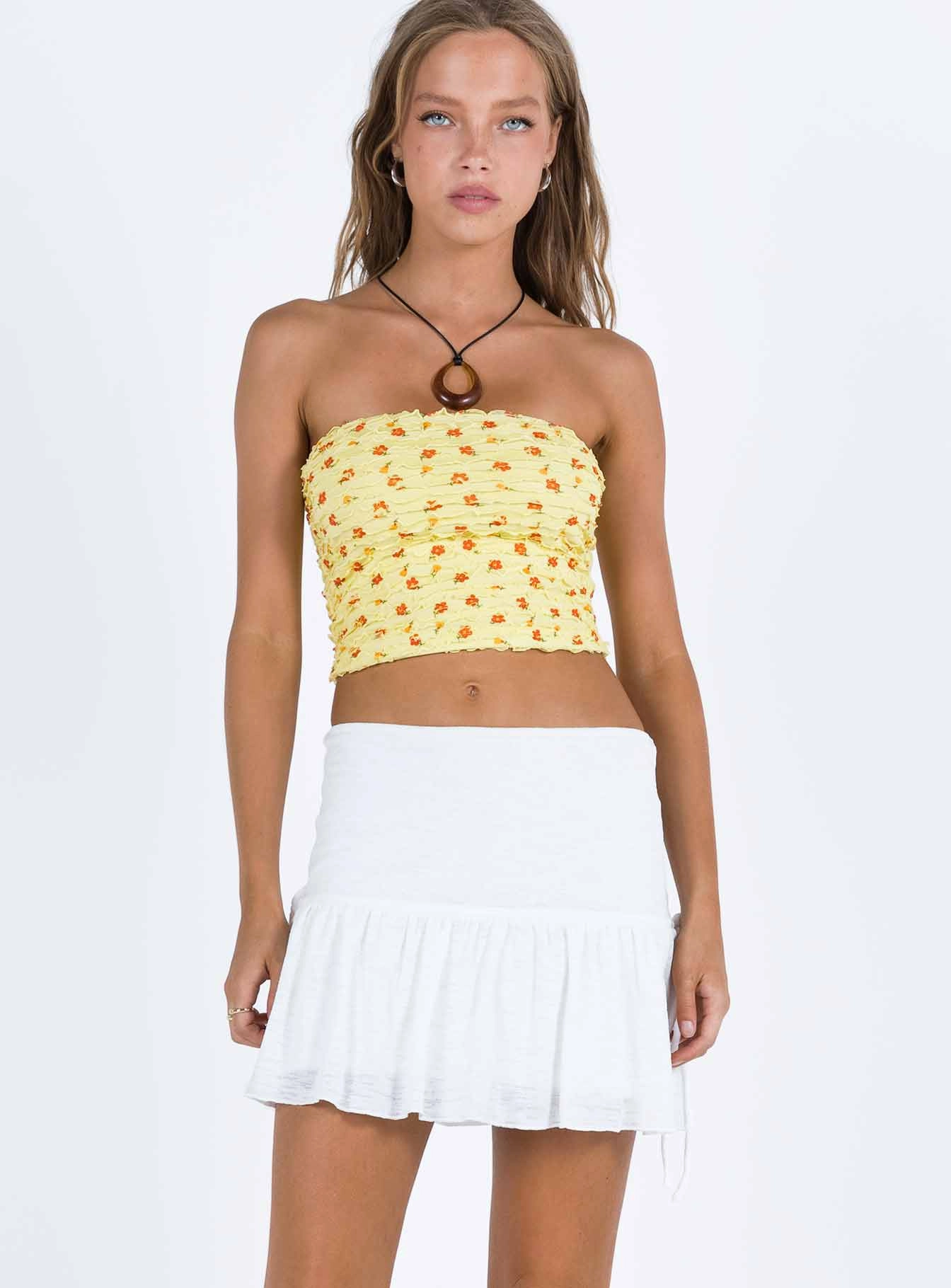 Mid Morning Mini Skirt Ivory Glossy Texture