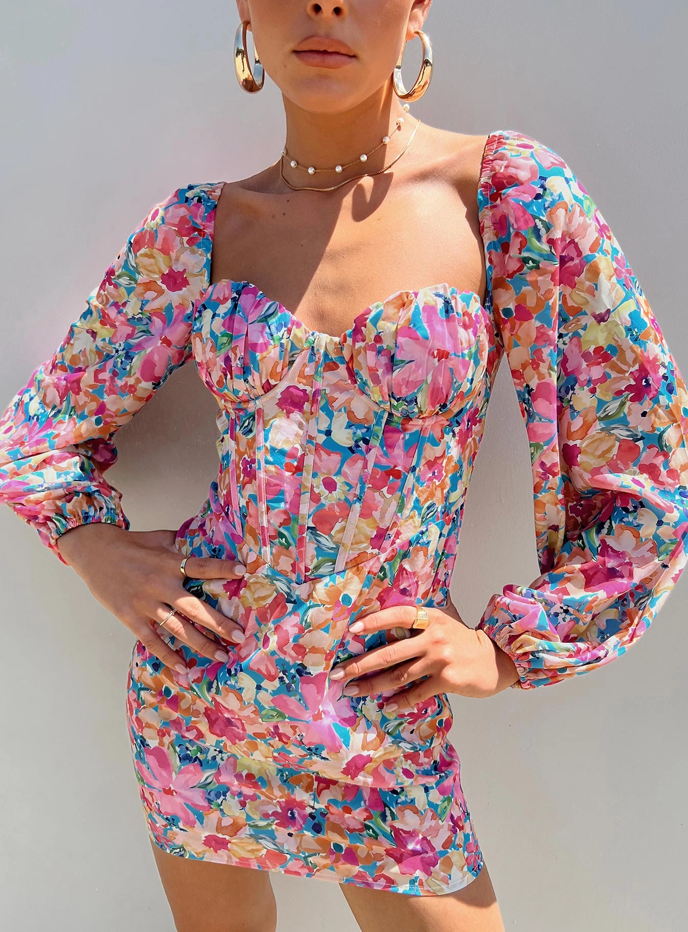 Unique Cut Laurie Corset Mini Dress Multi