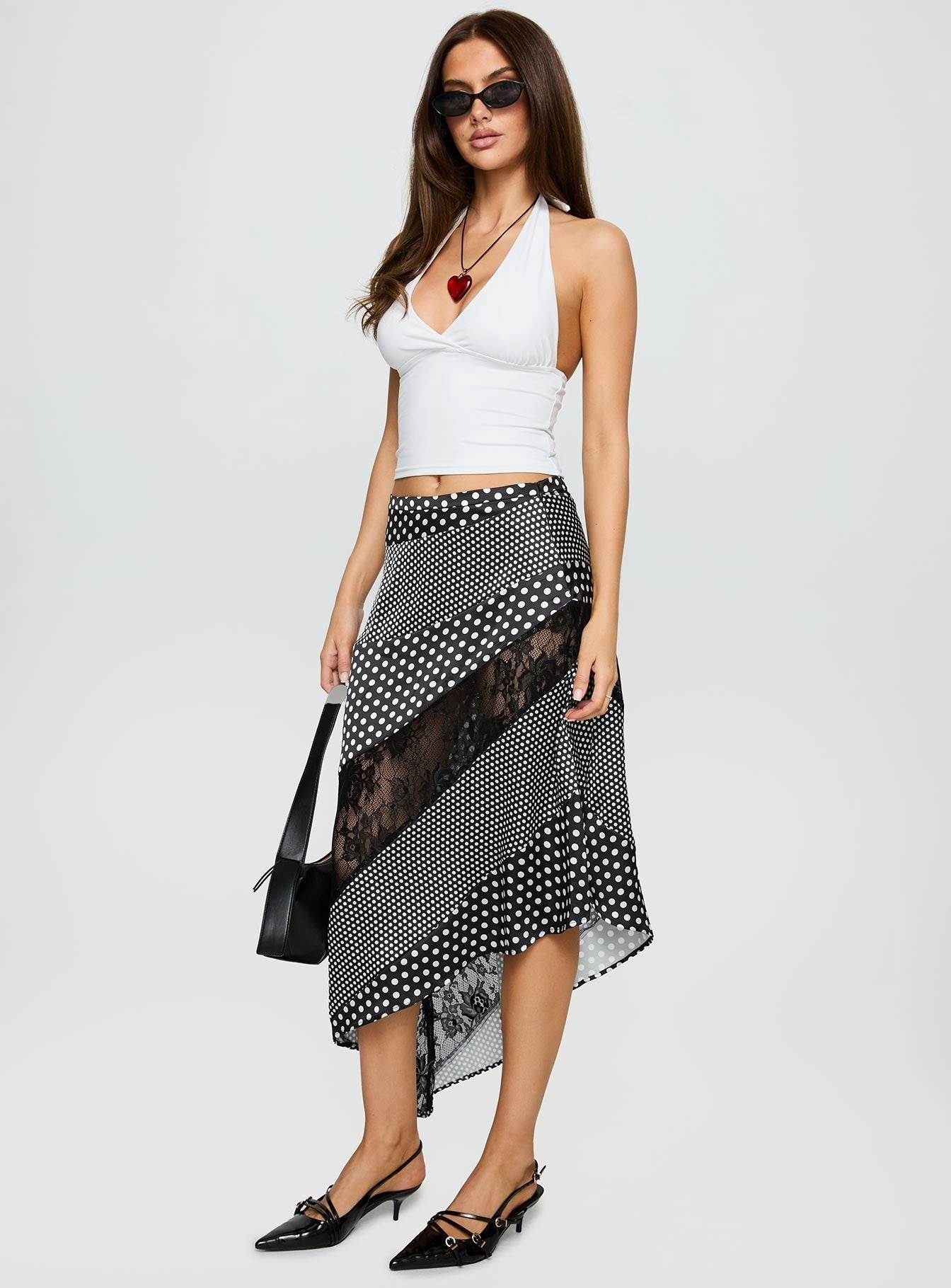 Water resistant coating Midnight Memories Asymmetrical Midi Skirt Black Multi