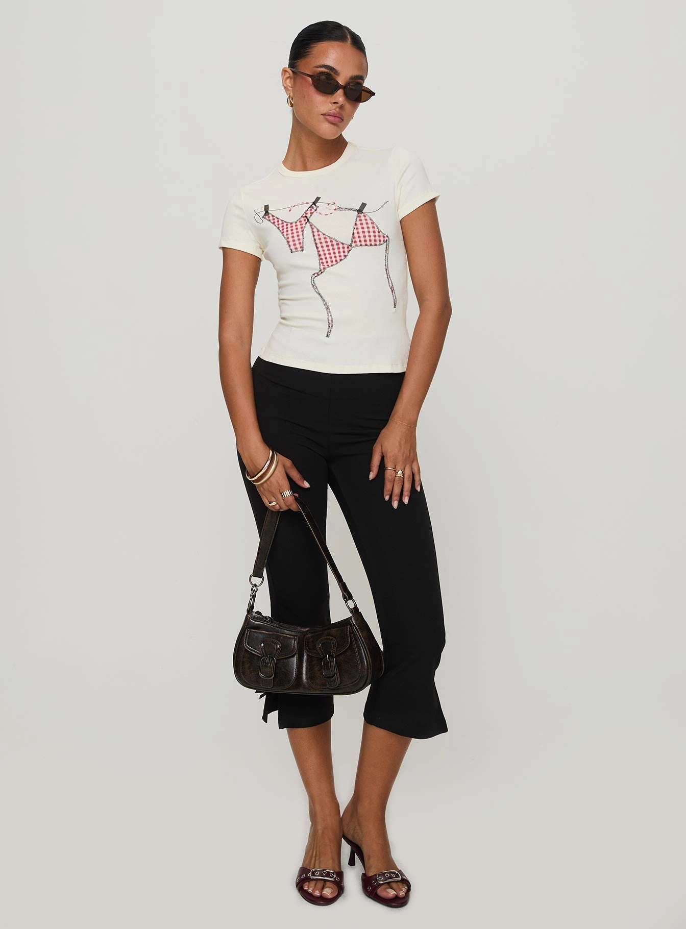 Mignonette Capri Pant Black Printed design Easy Comfort