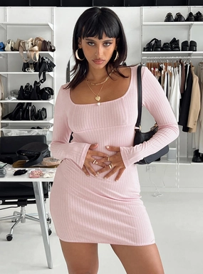 Millard Long Sleeve Mini Dress Pink Long Lines