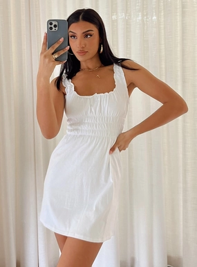 Mindy Mini Dress White Winter Layering