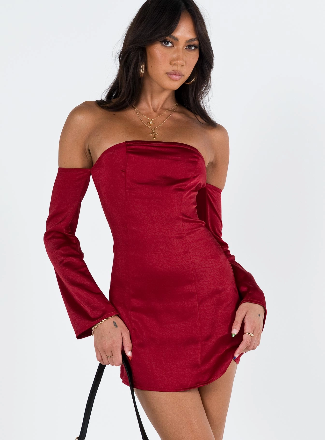 Retro Vibes Amalea Mini Dress Burgundy