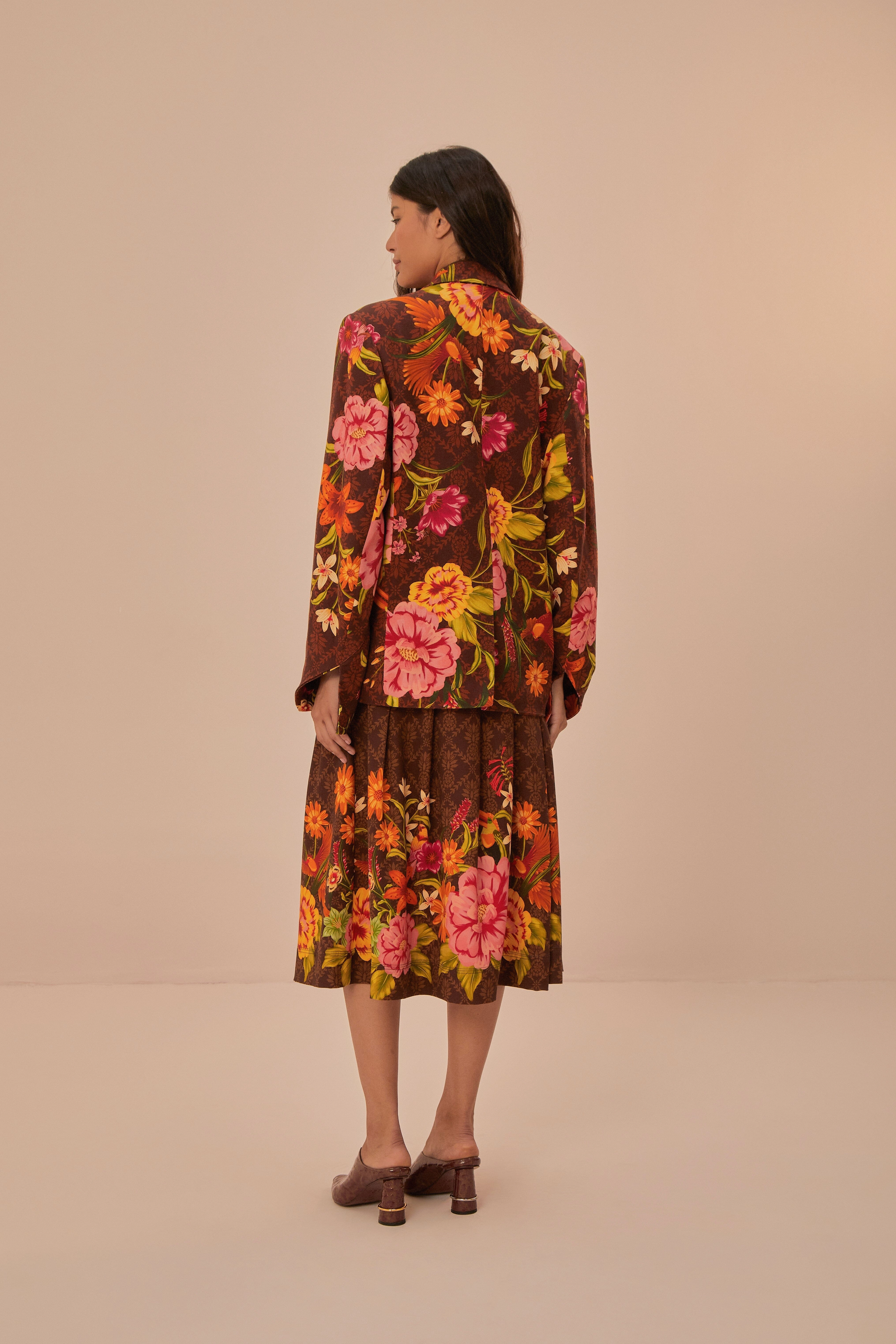 Seasonal special Brown Charming Garden Midi Skirt