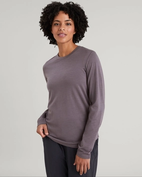 Casual Fashion Women's 100% Merino Long Sleeve Crew Top - Light Quartz