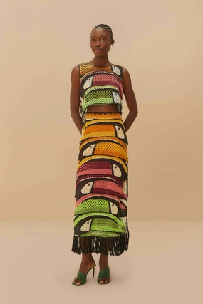 Multicolor Toucan Tree Crochet Skirt Soft Touch