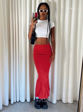 Smooth Layer Oscar Maxi Skirt Red