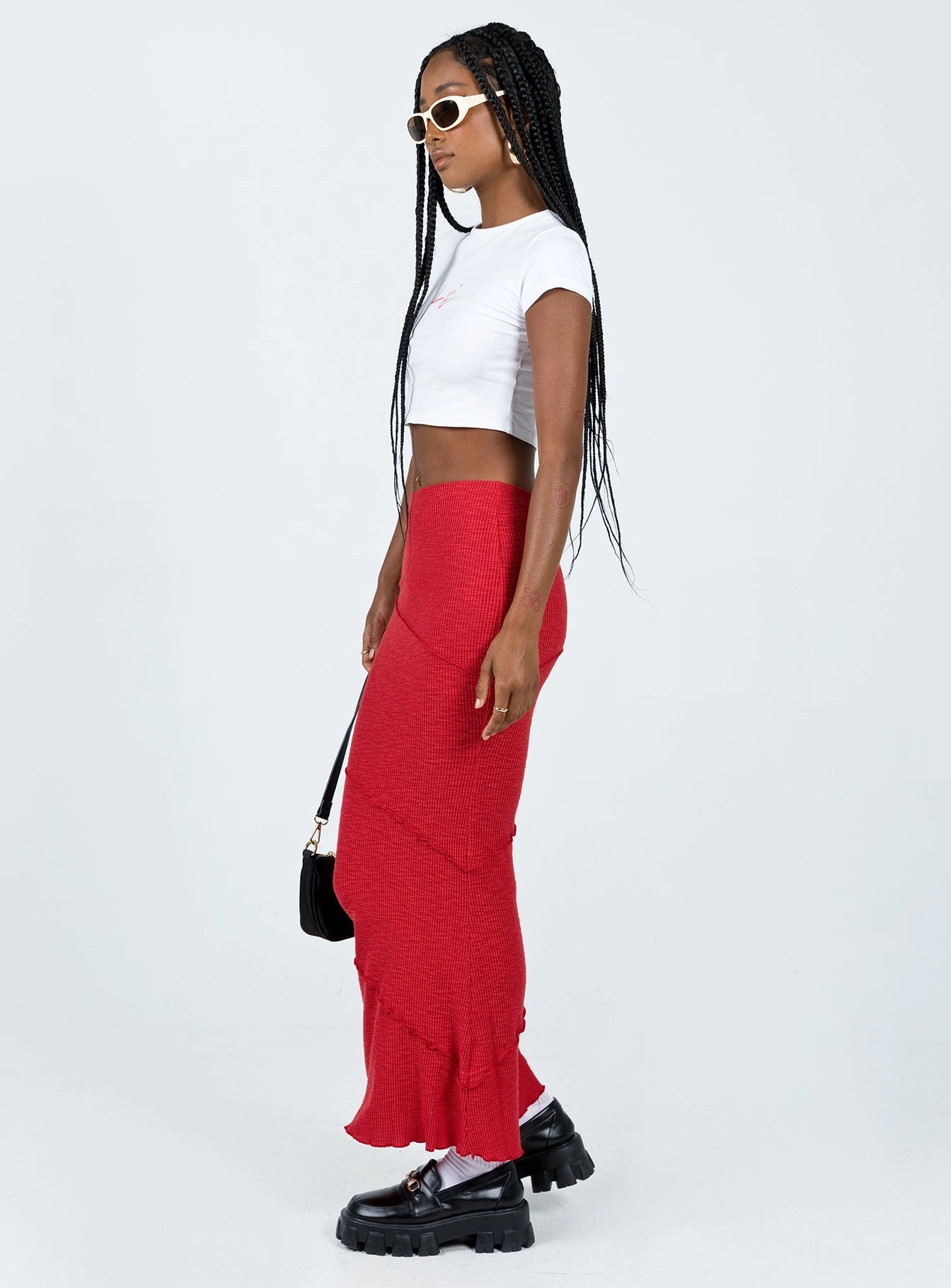 City Ready Modern Design Oscar Maxi Skirt Red