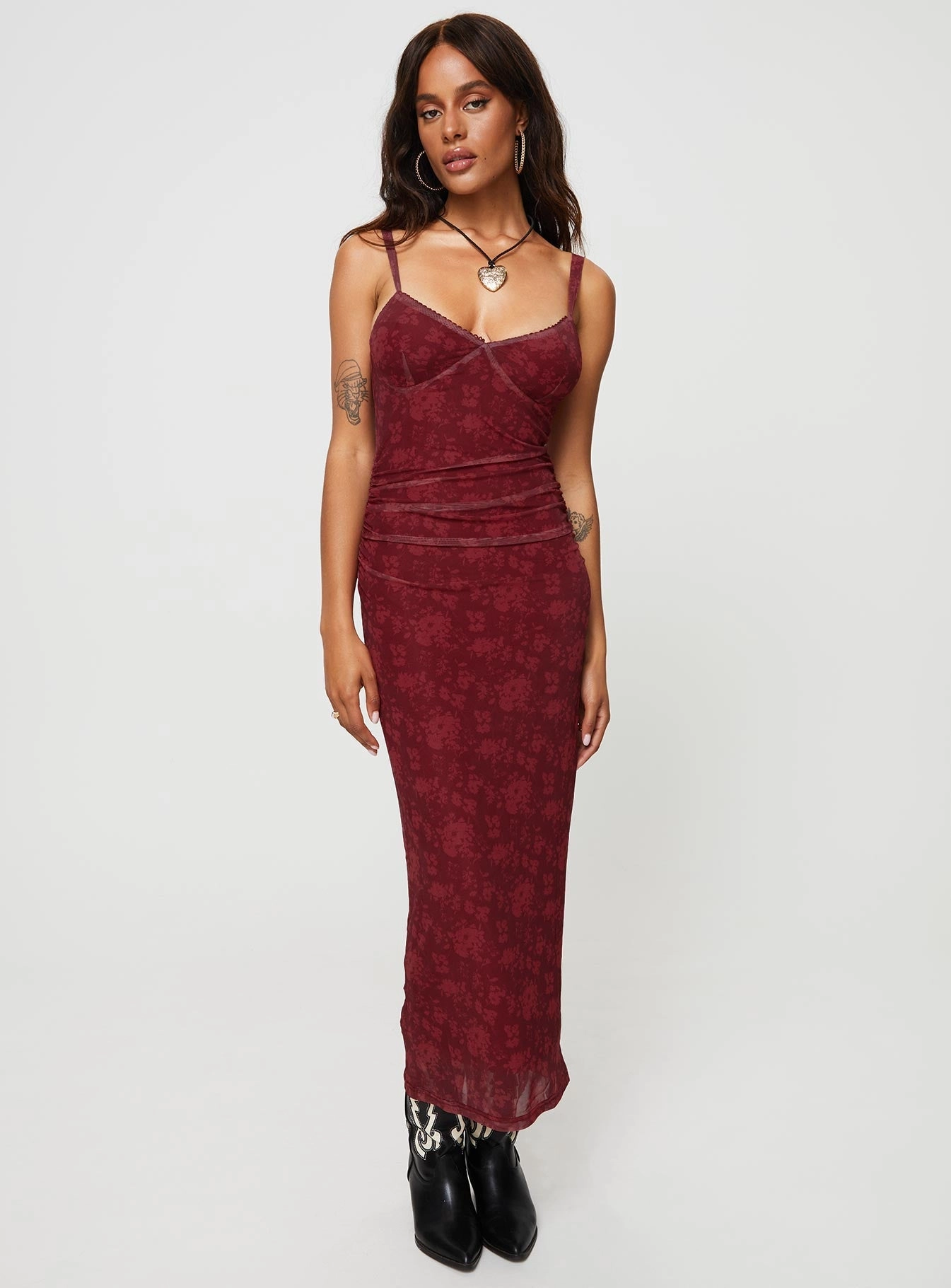 Cotter Maxi Dress Burgundy Floral Chic Comfort