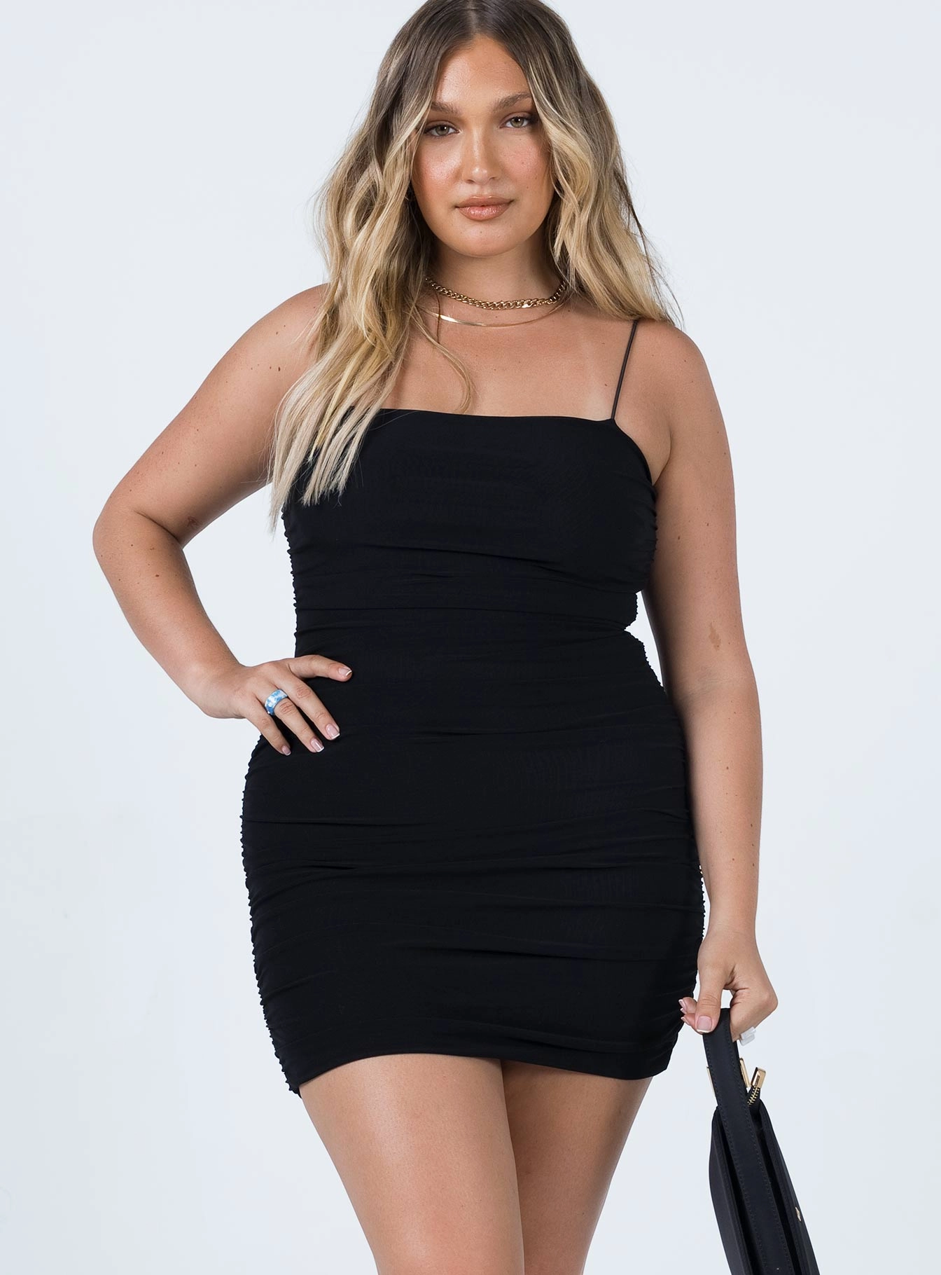 Holloway Wishes Mini Dress Black Scoop-Neck