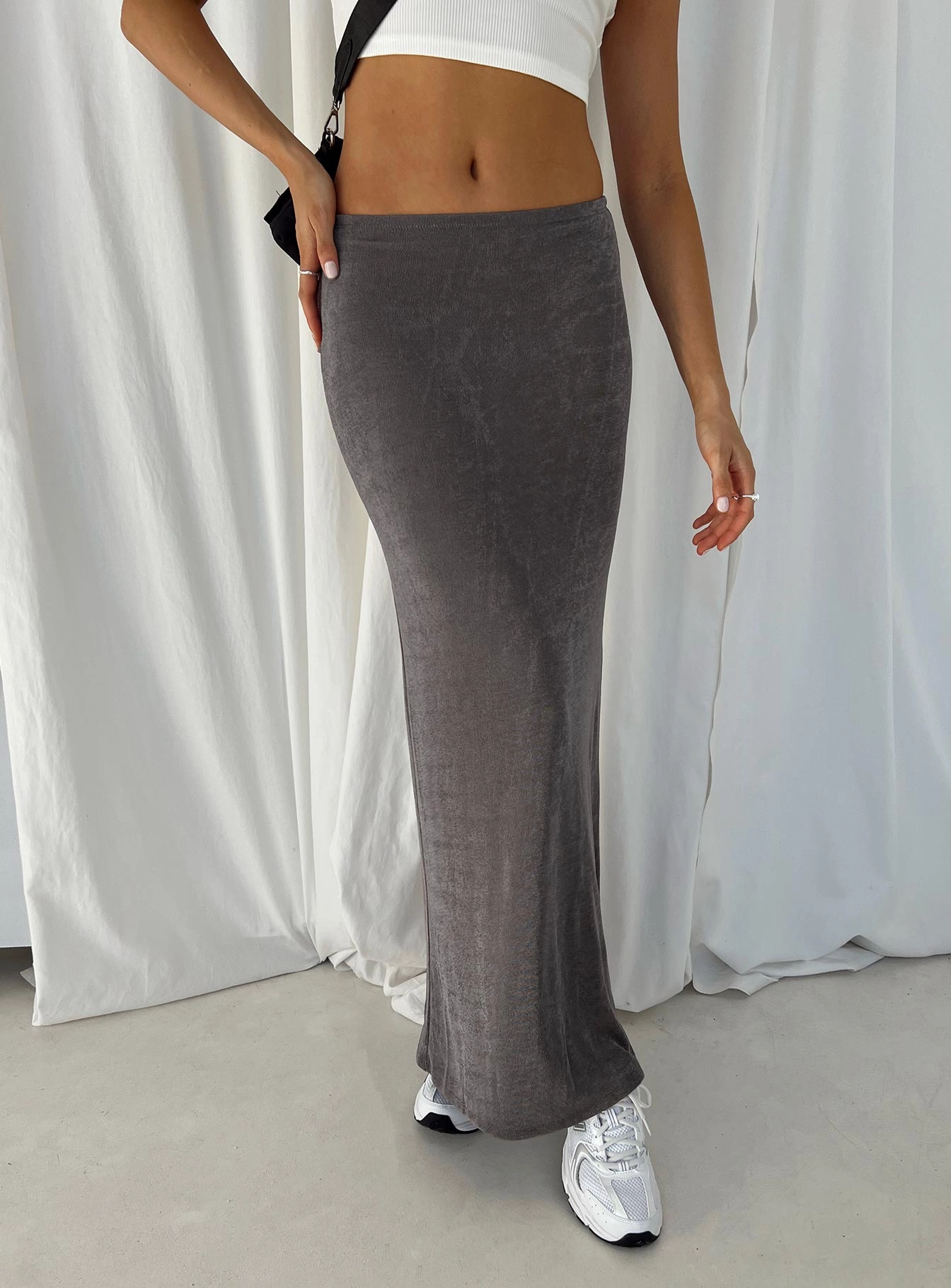 Harriette Maxi Skirt Slate Grey Sharp Look Multi Purpose Fabric