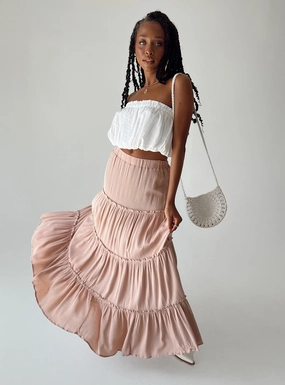 Miriah Maxi Skirt Beige Soft Lines