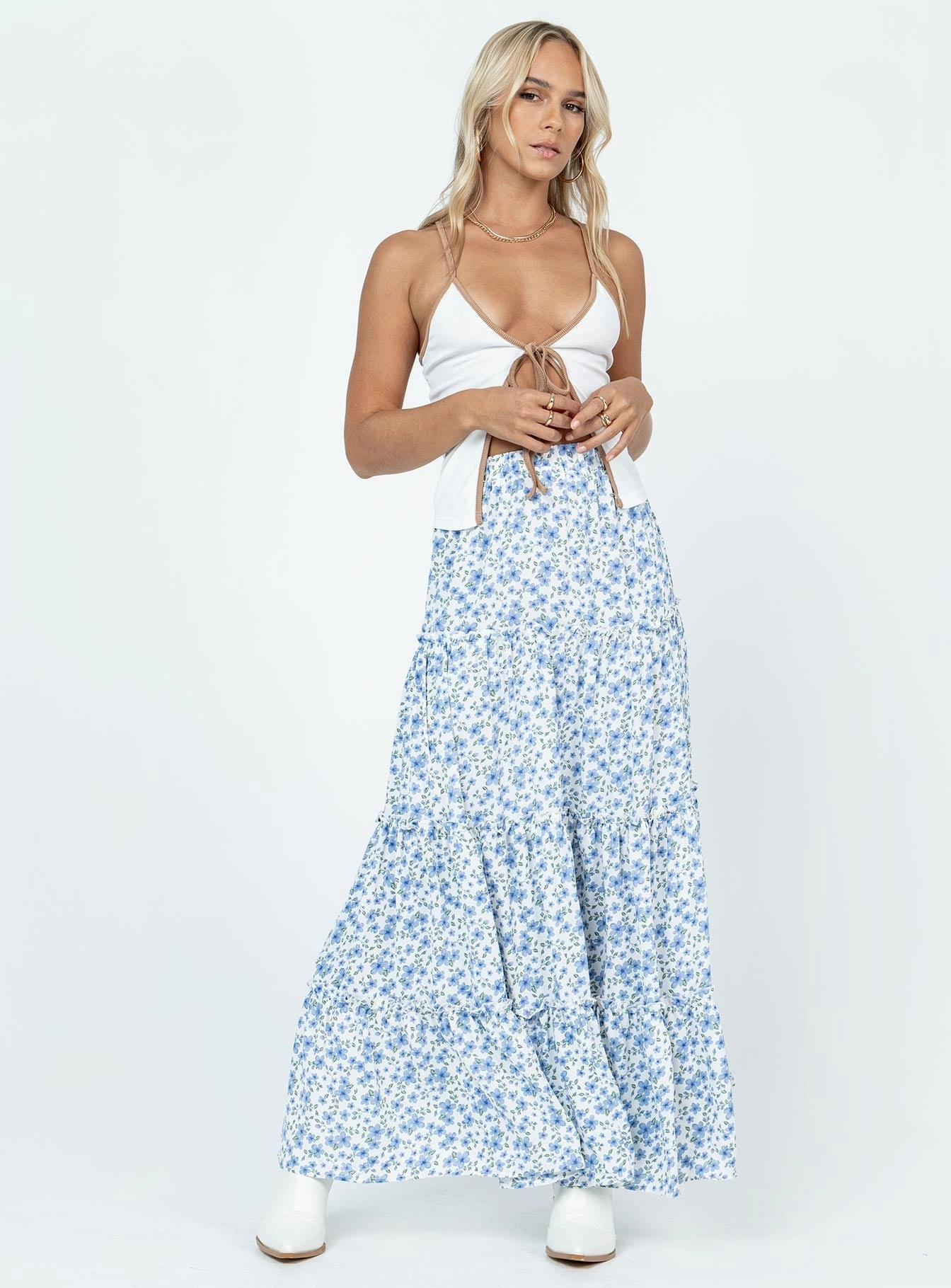 Clean Mood Day Ready Miriah Maxi Skirt Blue Floral