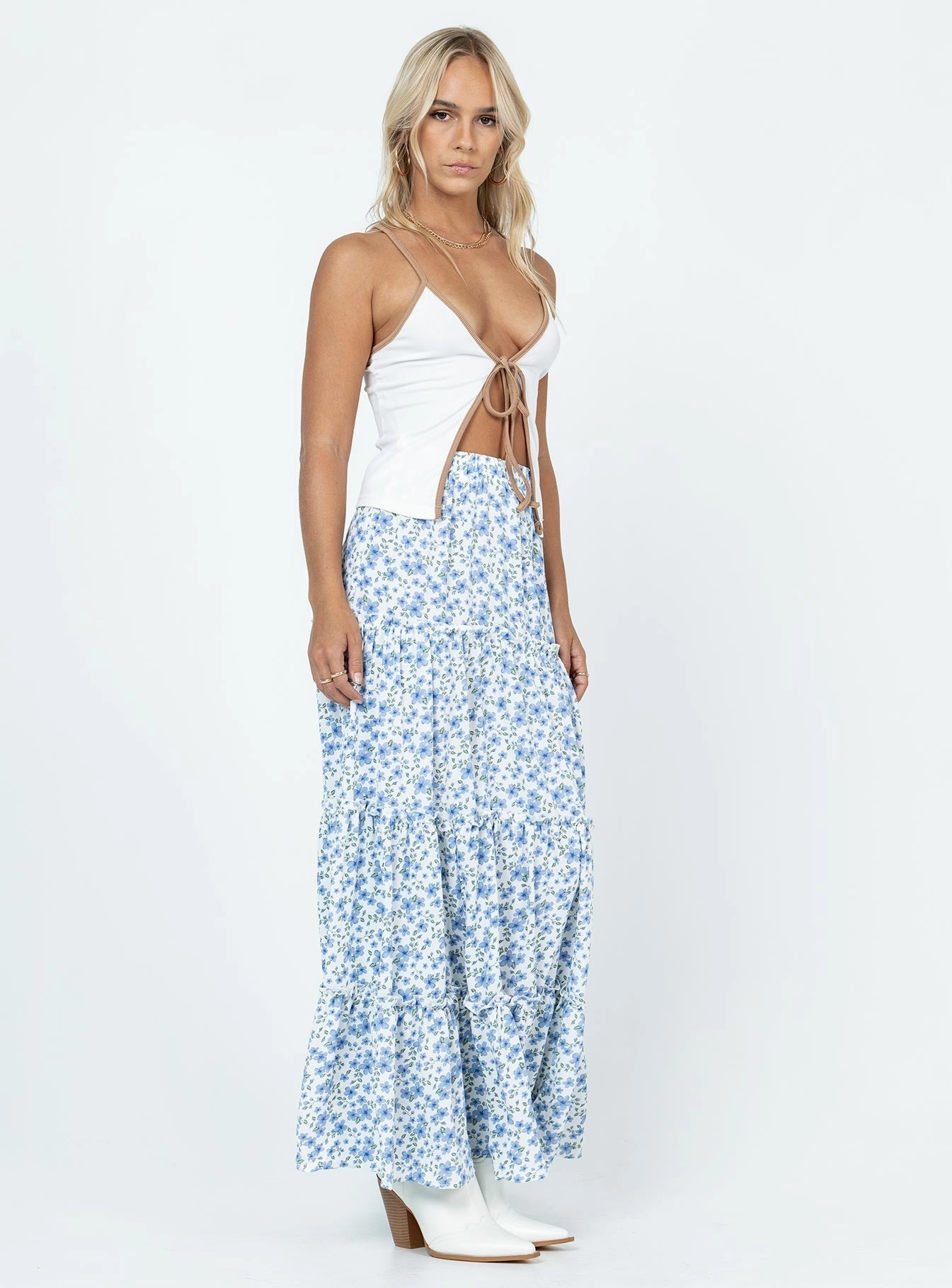 Soft Motion Miriah Maxi Skirt Blue Floral