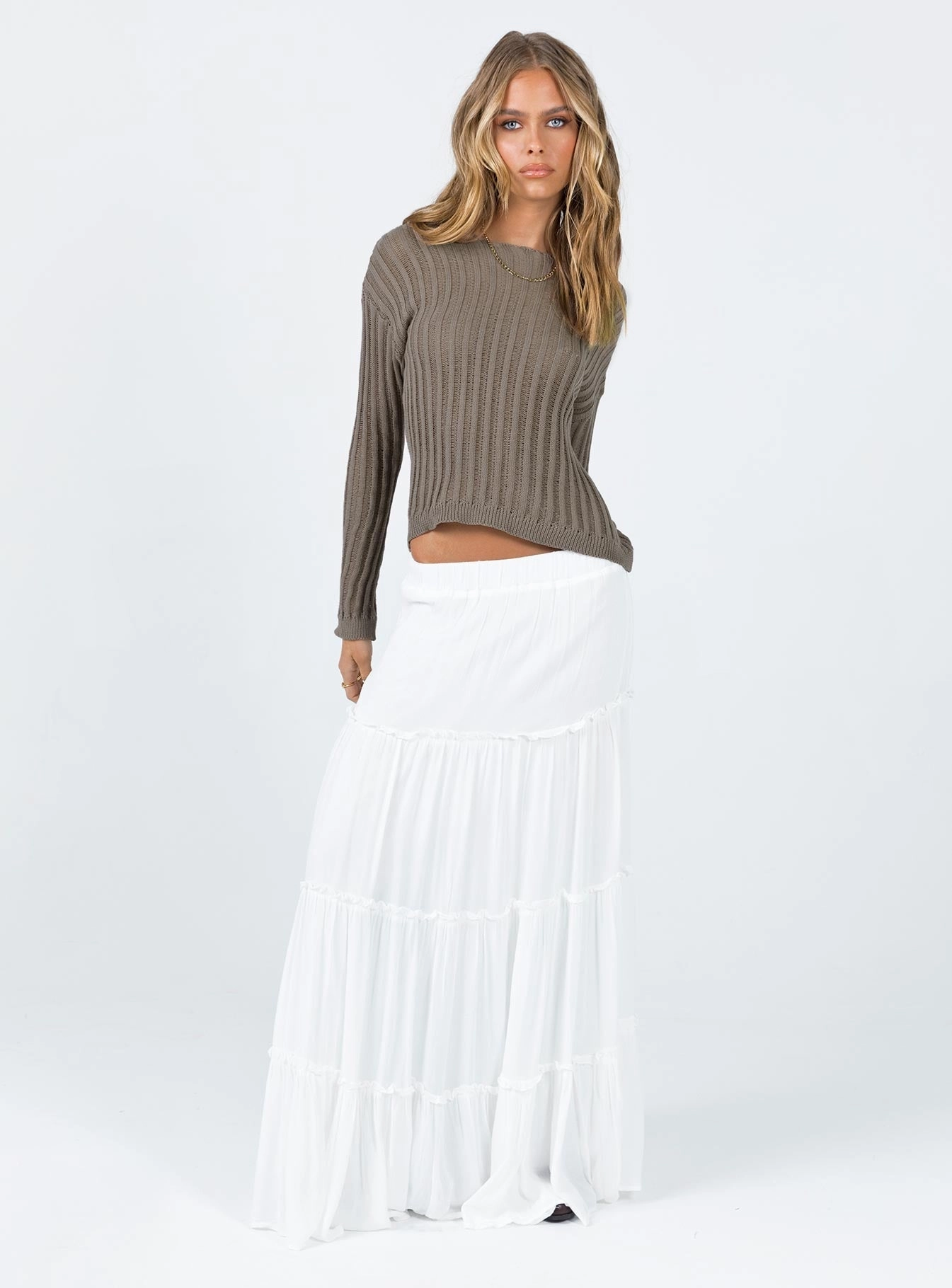 Miriah Maxi Skirt White Performance Fashion Natural Look