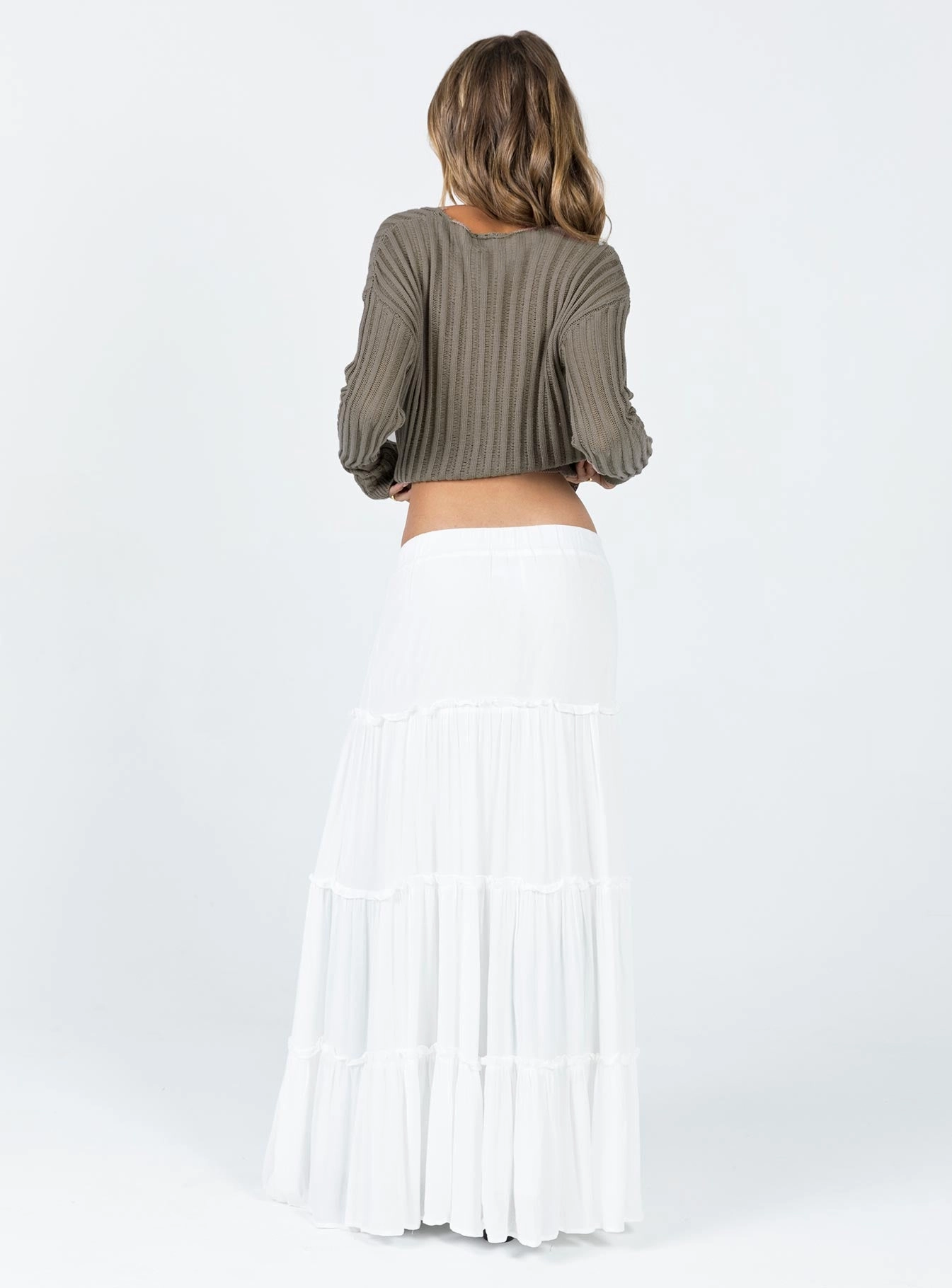 Relaxed Look Soft Outfit Miriah Maxi Skirt White