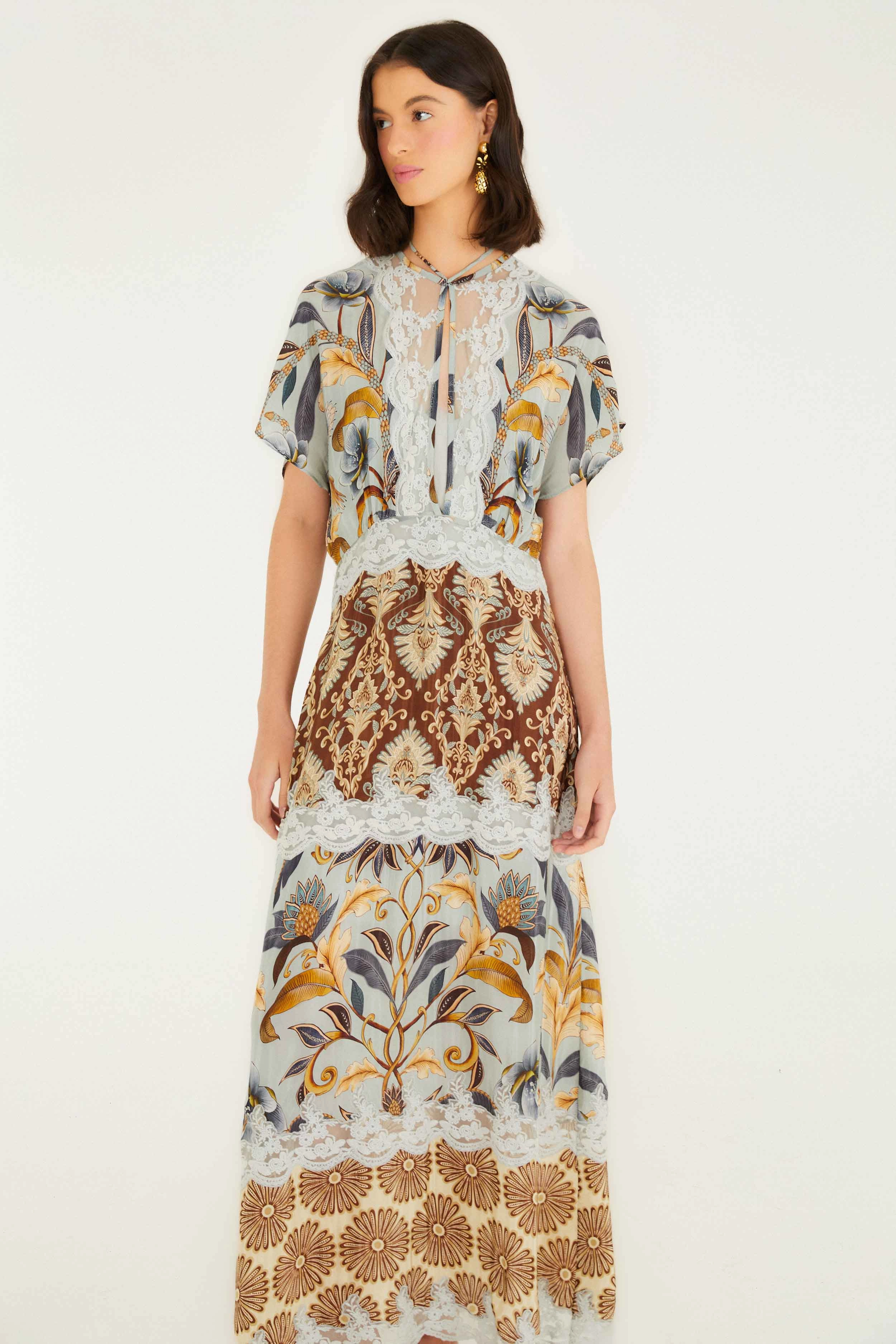 Urban Motion Mirror Shine Mixed Snake Garden Maxi Dress